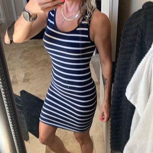 Cute simple navy white stripe tank dress XS